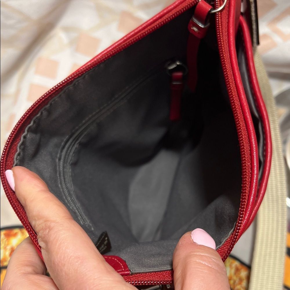 Coach Red Leather Pleated Swingpack Crossbody Bag - Picture 11 of 13